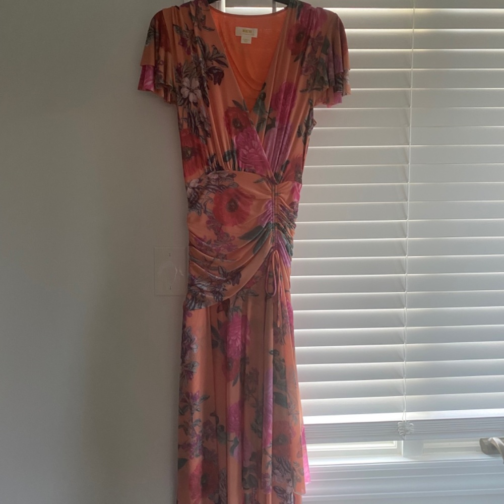 Coral Floral Maeve for Anthropologie Midi Dress